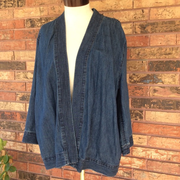 Gap L Denim Kimono Jean Wrap Jacket W 